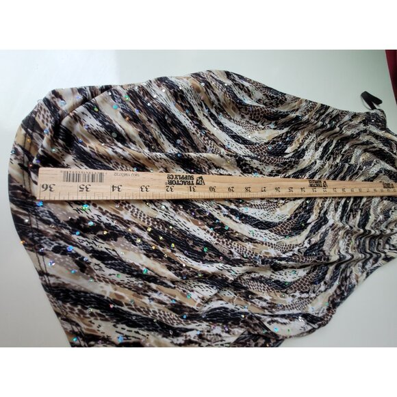 Sequin Embellished One Shoulder Mini Dress Juniors XL Ruched Sides Animal Print - Picture 7 of 11